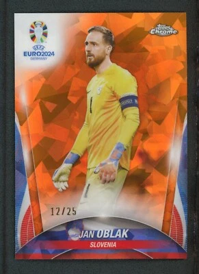 2024 JAN OBLAK 12/25 TOPPS CHROME UEFA EURO2024 GERMANY ICE CRACKED ORANGE - Image 1 of 2