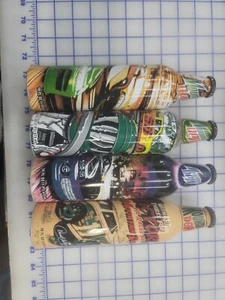 Lot of 4 Green Label Art Mountain Dew Bottles Unopened racecar Abstract Graf - Picture 1 of 5