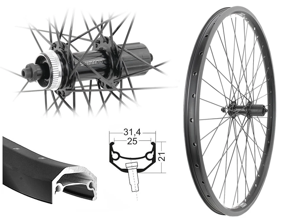 Hinterrad 27,5" Shimano Disc Centerlock MTB 8/9/10 fach 25-584 verstärkt 180kg - Bild 1 von 1