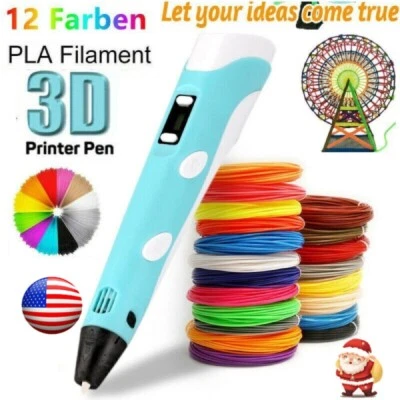 For Kids 3D Printing Pen Kit 3D Drawing Pen with Led Display 12 Color Filament - Image 1 of 4