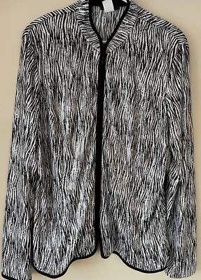 MSK XL Zebra Print Long Sleeve Full Zip Lightweight Jacket Sequin Made In USA - Image 1 of 4