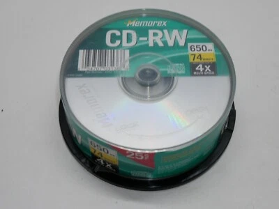 Discos compactos regrabables Memorex CD-RW 74 min 650 mb 25 paquete 4x multivelocidad Foto 1 de 3