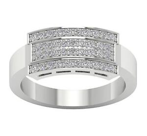 VS1 F 0.55Ct Round Lab Grown Diamond Men's Engagement Ring 14K White Gold 8.15MM