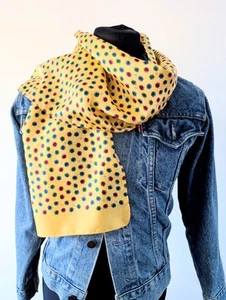 Unisex Vintage gelb Blumen Schal, Herren 60er Seidentuch Opernkrawatte - Bild 1 von 8