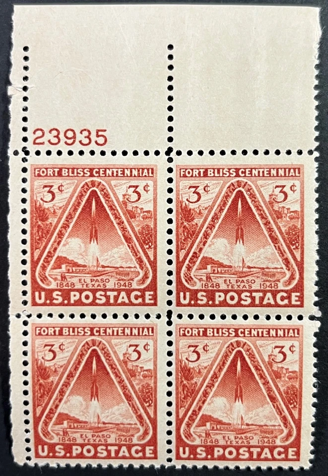 U.S. Scott #976, Plate Block of 4, Fort Bliss Centennial, Fine-Very Fine, MNH - Image 1 of 1