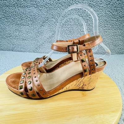 Abeo LENA Biosystem Sandals Womens 7 Brown Leather Strap Strappy Hook Loop - Image 1 of 4