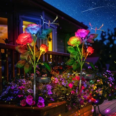 Luzes rosas movidas a energia solar para mulheres: jardim à prova d'água para decorações de quintal - Imagem 1 de 4