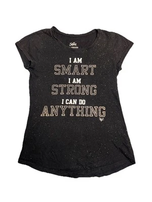 Camiseta Justice Negra Con Brillo Dorado Niñas Pequeñas Talla 10  Foto 1 de 4