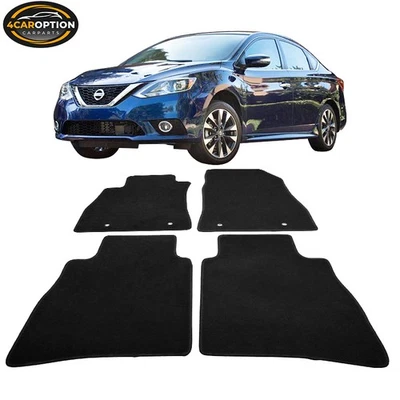 Fits 13-19 Nissan Sentra Floor Mats Carpet Front & Rear Black 4PC - Nylon Foto 1 de 4