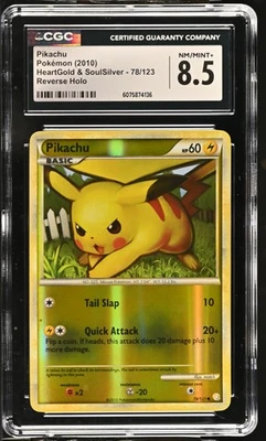 CGC 8.5 Pikachu 2010 HeartGold & SoulSilver 78/123 Reverse Holo Pokemon Card - Image 1 of 2
