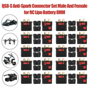 20 Pairs QS8-S Anti-Spark Connector Set Male And Female for RC Lipo Battery 8MM - Picture 1 of 7