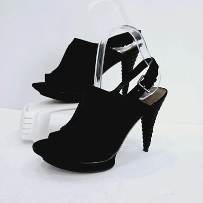 Sandalias de plataforma B Makowsky Isla Slingback para mujer 8M de gamuza negra Foto 1 de 4