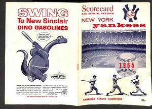 1965 CLEVELAND INDIANS @ NEW YORK YANKEES SCORECARD, UNSCORED - Picture 1 of 2
