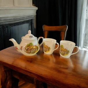 Arthur Wood small teapot and tea cups English Staffordshire bone china VTG - Picture 1 of 9