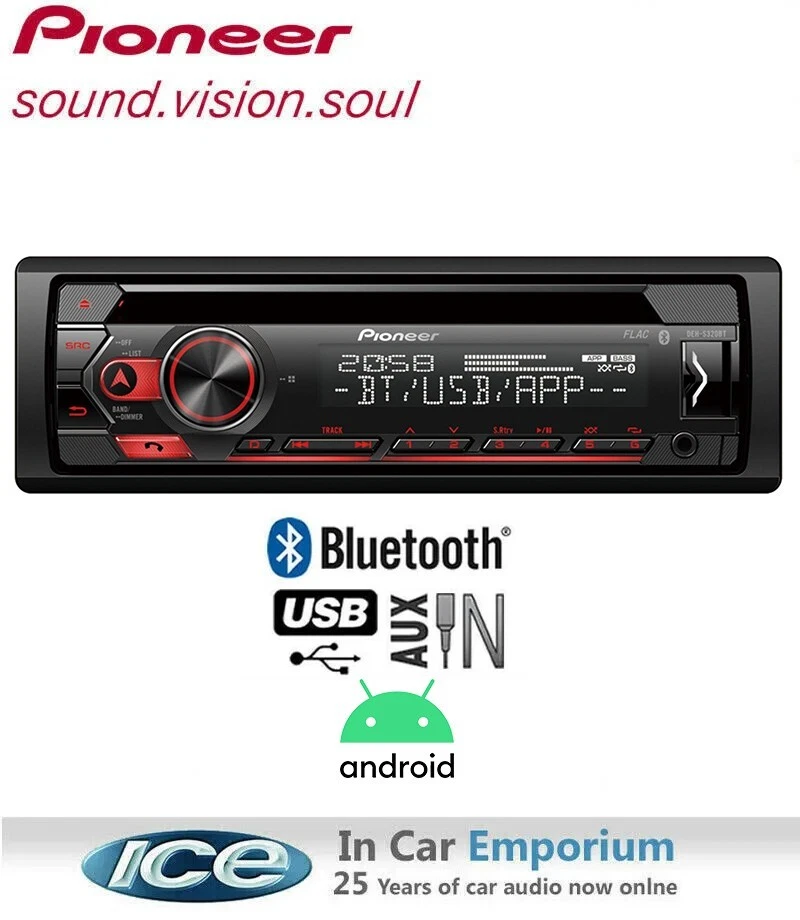 Radio Pioneer DEH-S320BT, Lettore CD MP3 USB Aux Bluetooth, Riproduce Android - Immagine 1 di 1