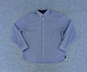 Marks and Spencer Shirt Mens XL Burgundy Mix Check Button Up Long Sleeve - Picture 1 of 9
