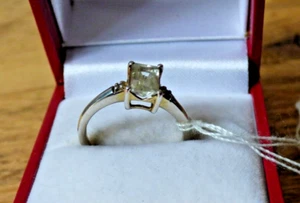 VINTAGE 925 SILVER PALE CITRINE GEMSTONE JEWELLERY RING 2G SIZE N/O #91 FREE UK - Picture 1 of 9
