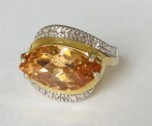 ANILLO VINTAGE ROSS SIMONS PLATA ESTERLINA 925 ORO VERMEIL CITRINO CIRCONITA TALLA 5 - Imagen 1 de 12