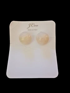 J.Crew Made In Italy Off White Marbled Acetate C Shaped Dome Stud Earrings NWT - Picture 1 of 7