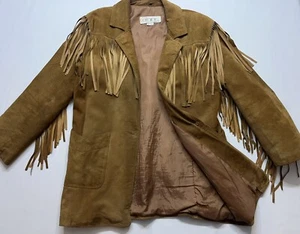 Vintage COMINT Lederjacke mit Fransen Damen Größe M Used-Look. LESEN - Bild 1 von 22
