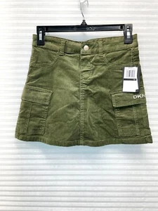DKNY Girls Olive Green Corduroy Pockets Snap Button Skirt Size 10 | NWT - Picture 1 of 9
