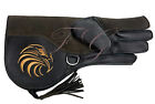 FALCONRY COWHIDE + NUBUCK LEATHER GLOVES WITH EMBROIDERY LOGO ( L ) 13 INCH