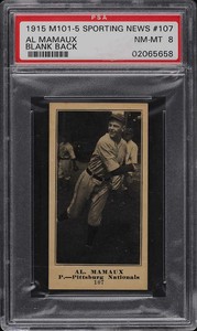 1916 M101-5 Sporting News 107 Al Mamaux Pirates PSA 8 Pirates PSA 8 02065658
