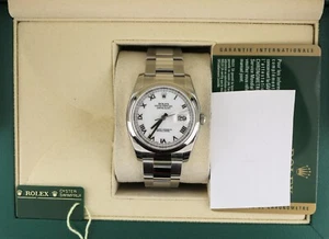 Unworn 2007 Rolex Datejust 116200 White Roman Full Stickers Oyster W Papers 36mm - Picture 1 of 5