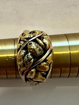 14k gold ring mens custom made with 22k natural nuggets 17-18 grams solid gold - Image 1 of 4