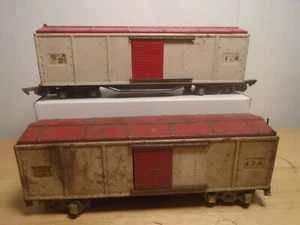 2 VINTAGE AMERICAN FLYER #478 O GAUGE BOX CARS WHITE + RED - Picture 1 of 6