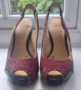 Terra Plana Size UK4 Natural Fabric Flora Pattern Ladies Shoes Sling Back - Picture 1 of 6