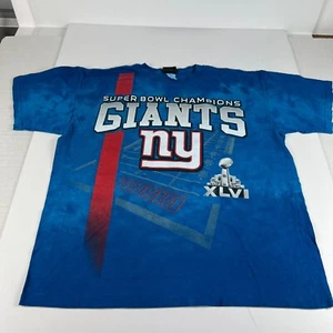 2012 Super Bowl XLVI Champs New York Giants Shirt Large Blue Short Sleeve Tee - Picture 1 of 11