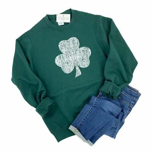 SHAMROCK SWEATSHIRT ST PATRICKS DAY WOMENS SHIRTS LONG SLEEVE ADULT SWEATER - Picture 1 of 3