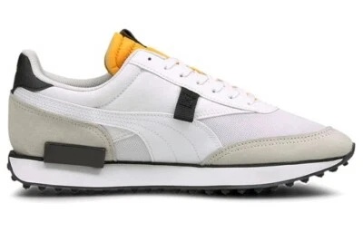 NWB Puma Future Rider Core Low Athletic Shoes White Gray & Yellow Size 5 - Image 1 of 4