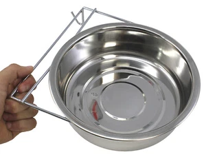 3440 Stainless Steel 96oz Hook Cup Bowl Cage Cup Dish Bird Dog Food Water - Picture 1 of 5