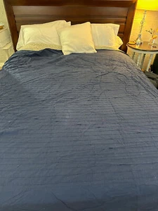 IKEA navy blue cotton stitched textured DUVET Full - Picture 1 of 6
