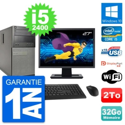 PC tour Dell 9010 Bildschirm 27 " Intel i5-2400 RAM 32Go Disc 2To Windows 10 - Bild 1 von 4