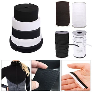 Flat Elastic Black & White 35mm-75mm Woven Stretch Elastic Band Sewing Dress UK - Picture 1 of 16