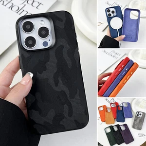 Magnetic Camouflage PU Leather Rugged Case For iPhone 16 Pro Max 15 14 13 12 NEW - Picture 1 of 22
