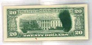 1969 ~ $20 ~ BILLETE DE LA RESERVA FEDERAL ~ ERROR DE TRANSFERENCIA GRANDE ~ CU - Imagen 1 de 2