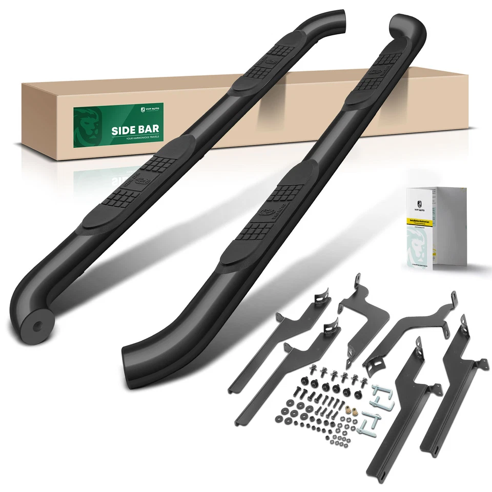 Barras de peldaños laterales redondas de acero negro de 3 pulgadas para Nissan Rogue Select Sport Utility Foto 1 de 4