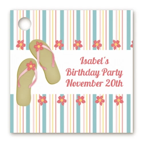 Flip Flops - Personalized Birthday Party Card Stock Favor Tags - Set of 20 - Изображение 1 из 1