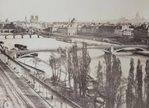 c1865 Attr. Charles Soulier PARIS vue de la SEINE depuis le Louvre albumen print - Picture 1 of 2