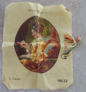 Started Royal Paris Cross Stitch Aida Piece LA LISEUSE Hand Painted Canvas? - Picture 1 of 4