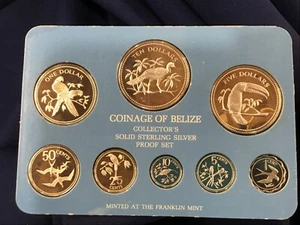 Juego de 8 monedas de plata de prueba de Belice 1976 todas de plata esterlina Franklin Mint E0820 - Imagen 1 de 7