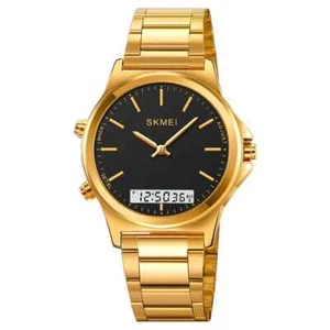 *TOP* Skmei Herrenuhr Sport Digital Edelstahl gold schwarz - Bild 1 von 4