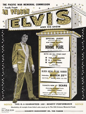 1961 ELVIS PRESLEY AT BLOCH ARENA, PEARL HARBOR HAWAII BENEFIT CONCERT POSTER  - Image 1 of 2