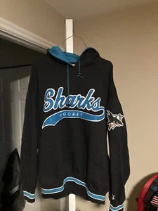 Vintage NHL San Jose Sharks Starter Hoodie XL Sweatshirt Pullover Sweater - Picture 1 of 2