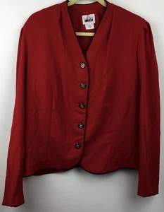 Leslie Fay Womens Size 18 Blazer Button Down Front Long Sleeve Red Jacket - Picture 1 of 4
