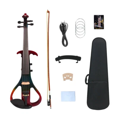 A Red 4/4 Electric Violin Made  Solid Wood  Ebony Fittings  Beginners nice - Image 1 of 4